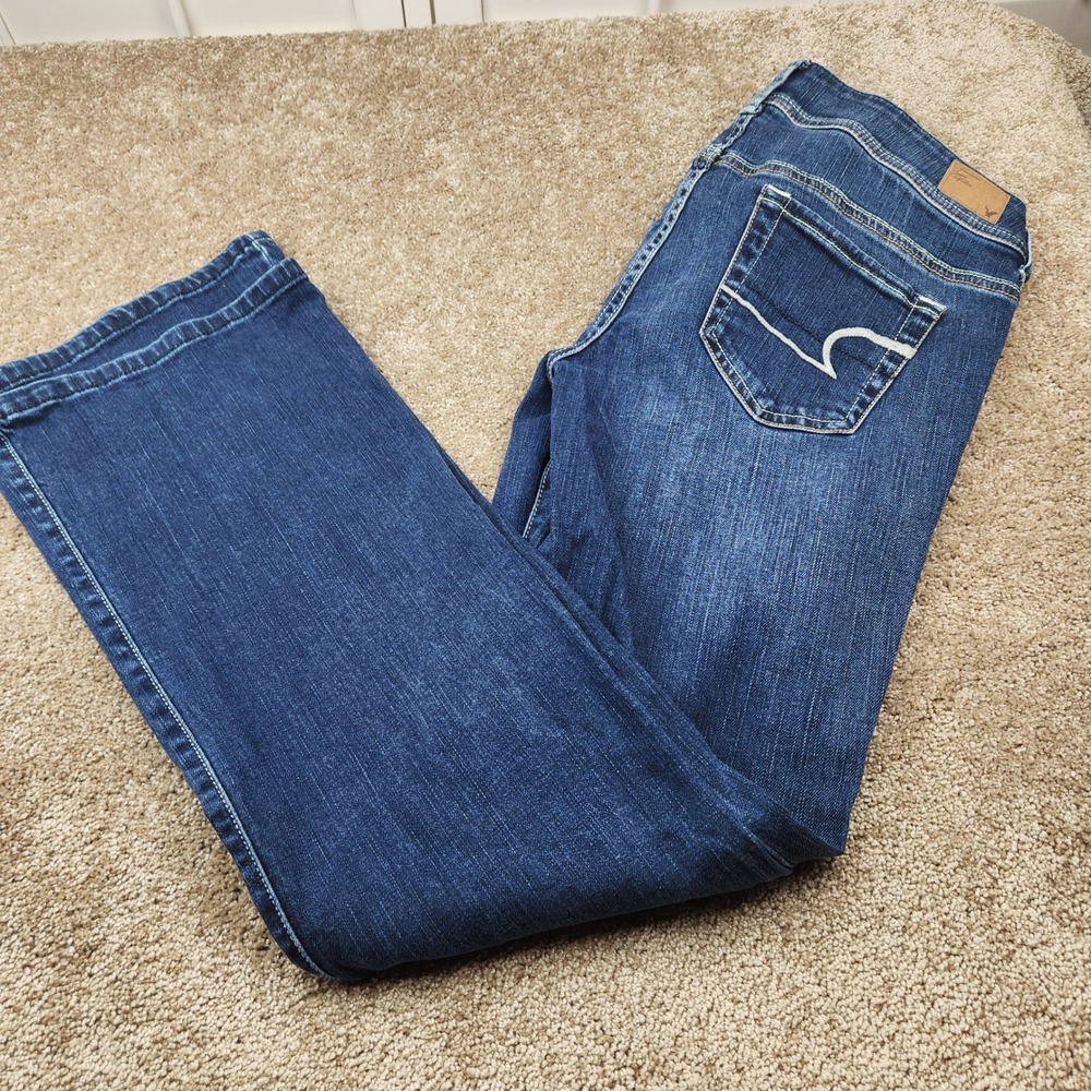 American Eagle Original Boot Jeans Womens 10 Regular Dark Wash Stretch Bootcut